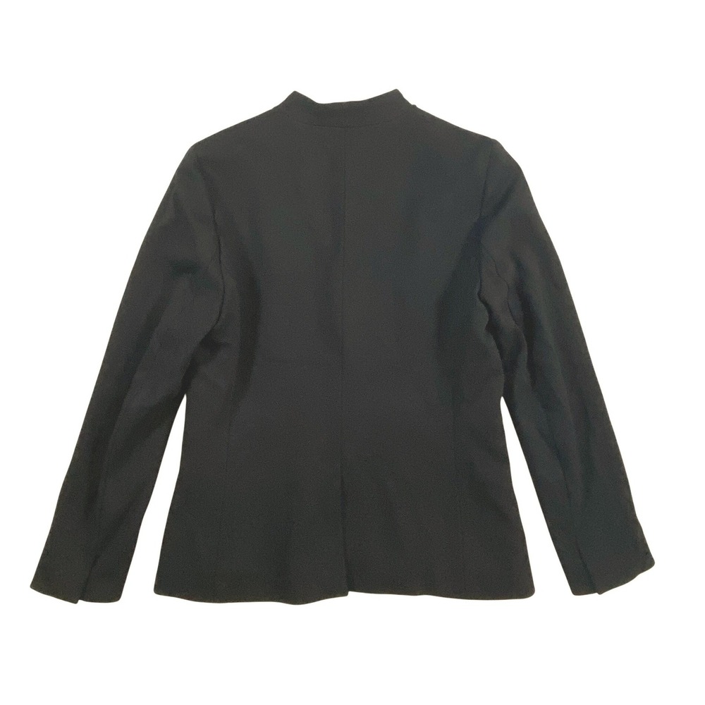 J Crew Black Collarless V Neck Blazer Jacket‎ Womens Size 4 - Picture 2 of 6
